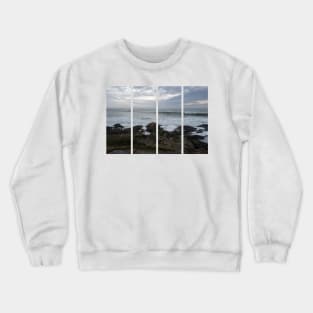 Atlantic coast. Rough sea and big waves on the rocks. Cloudy winter afternoon. Crewneck Sweatshirt